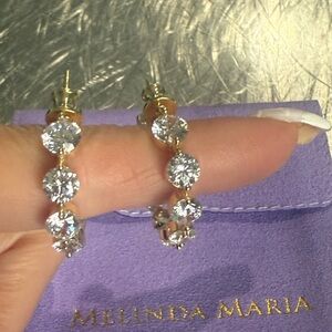 Melinda Maria she’s an icon 1” gold/white diamondettes earrings